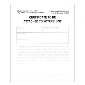 Clerk's certificate to be attached to voters' list