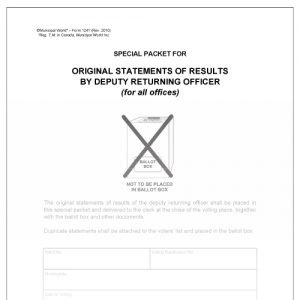 Envelope - Special packet for original statements of results Municipal World item 1241