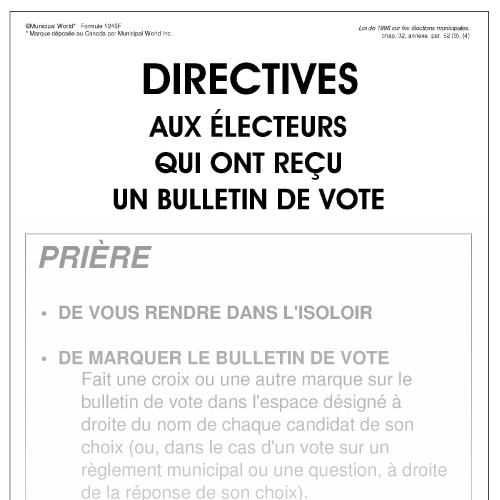 Directives aux électeurs qui ont reçu un bulletin de vote (affiche) Form 1245/f