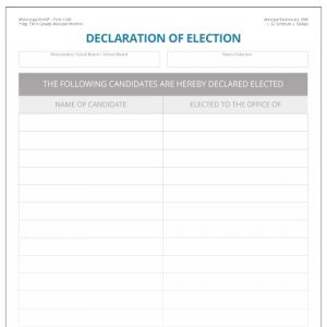 Declaration of election of certified candidate Municipal World form 1248