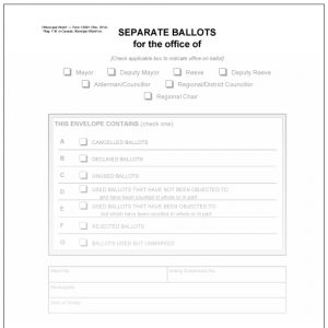 Set of 7 Vote Tabulator Ballot Envelope for separate ballot