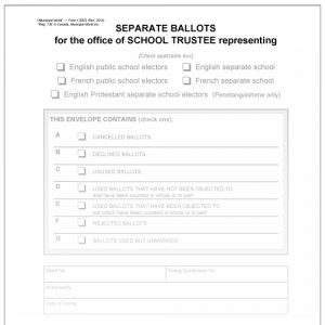 Vote Tabulator Ballot Envelop. Municipal World Item 1255