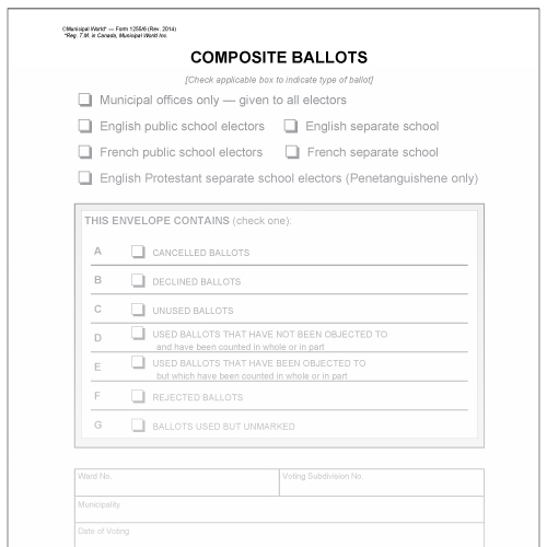 Set of 7 Vote Tabulator Ballot Envelopes for Composite Ballots