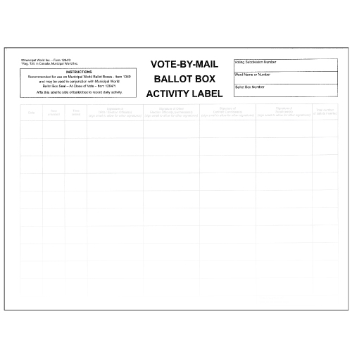 Vote by Mail Ballot box activity label item 1264/3