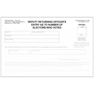 Deputy returning officer's entry as to number of electors voted. Municipal World Form 1282
