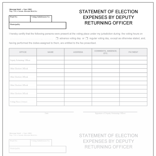 Statement of election expenses by deputy returning officer