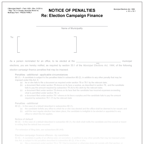 Notice of Penalties - Registered Third Party Form