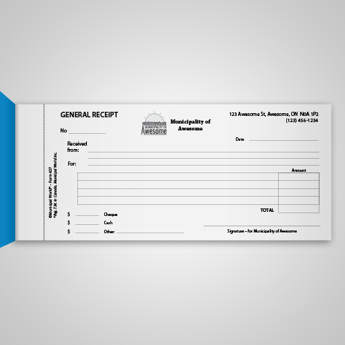 Gerneral Receipt Book of 50 pages with custom logo and name