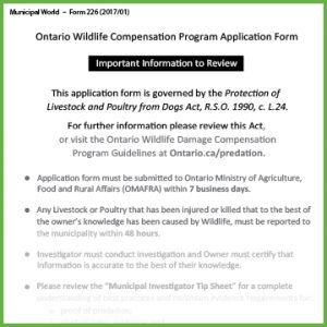 Item 0226 - Program Application - Ontario Wildlife Damage Compensation