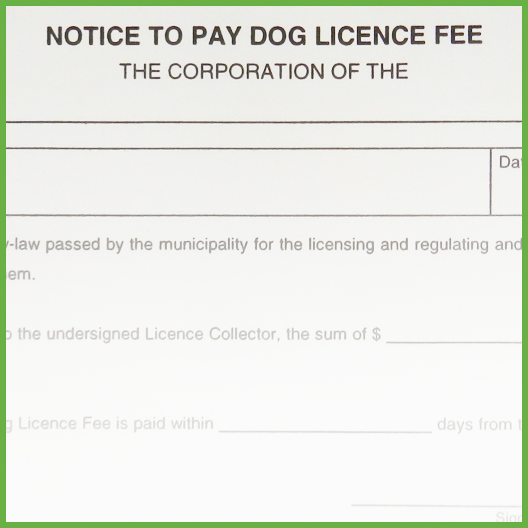 Item 0234 - Notice to pay dog licence fee Item 0234 - Notice to pay dog licence fee