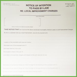 Item 0265 - Notice of intention to construct local improvement - Form 2