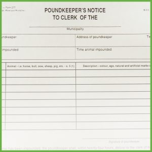 Item 0277 - Poundkeeper's notice to clerk