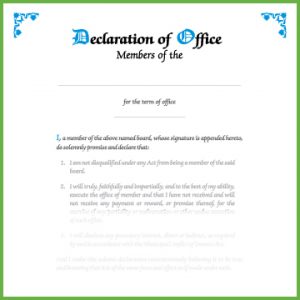 Item 0811 - Declaration of office - members of board