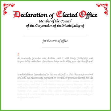 Item 0812 - Declaration of office - individual member council