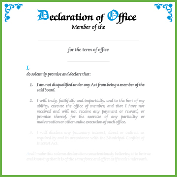 Item 0813 - Declaration of office - individual member board