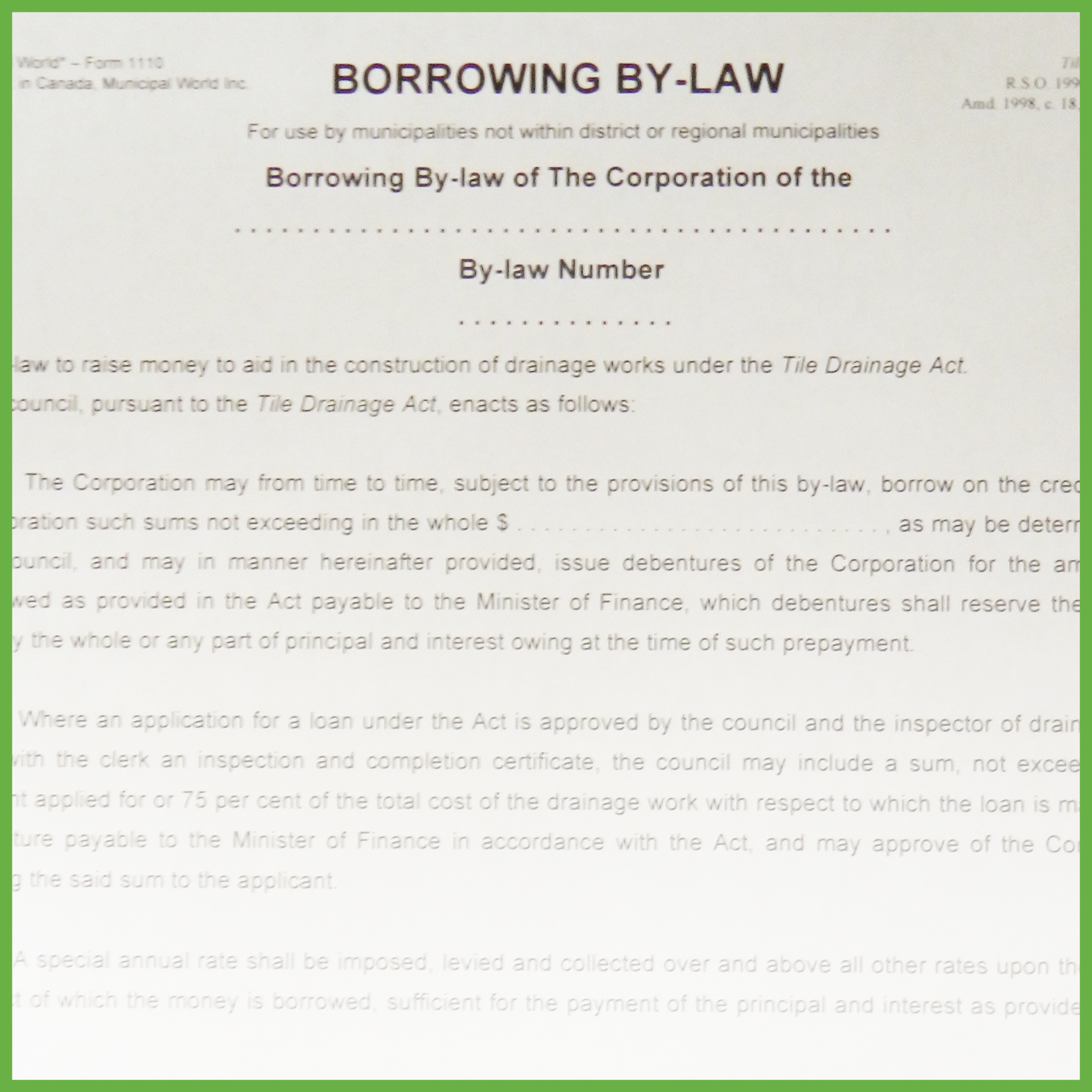 Item 1110 - Borrowing By-Law Item 1110 - Borrowing By-Law