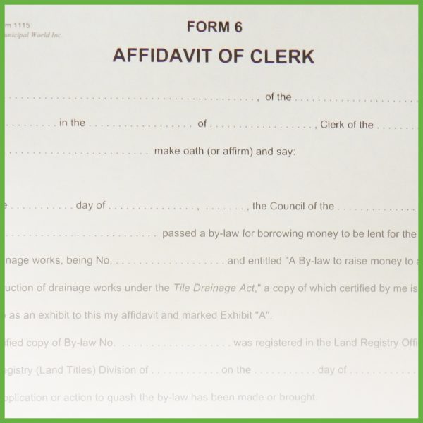 Item 1115 - Affidavit of Clerk - Form 6