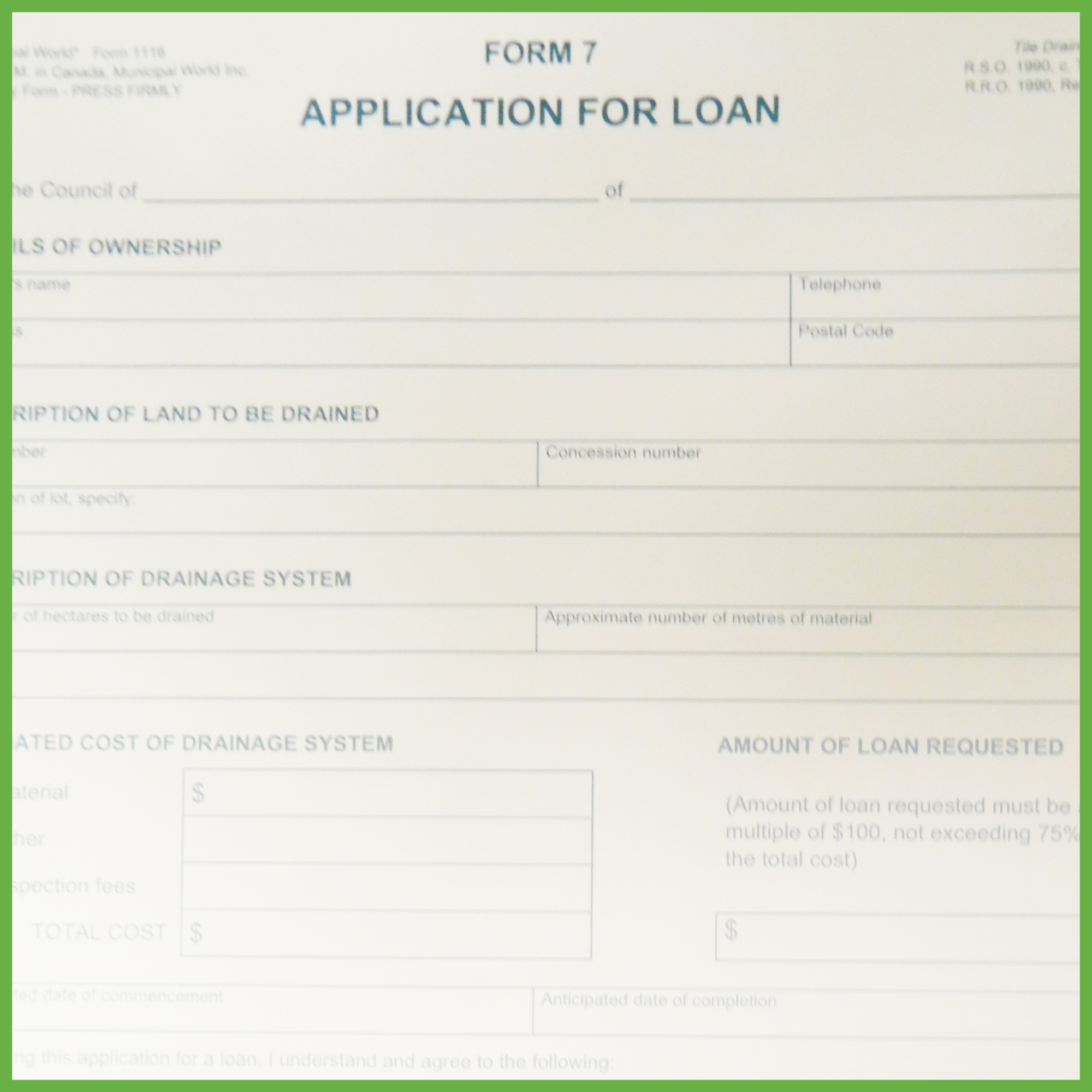 Item 1116 - Application for Loan Item 1116 - Application for Loan