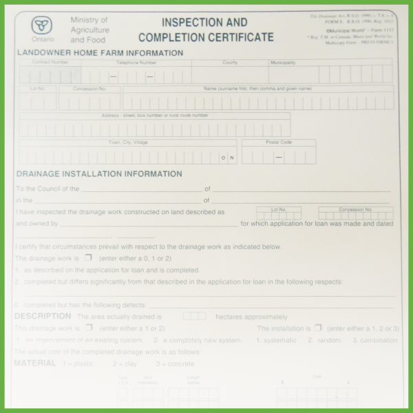 Item 1117 - Inspection and Completion Certificate - Form 8