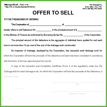 Item 1118 - Offer to Sell - Form 9