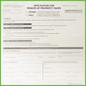Item 1169 - Application for Rebate of Property Tax - 2 pages + verification sheet