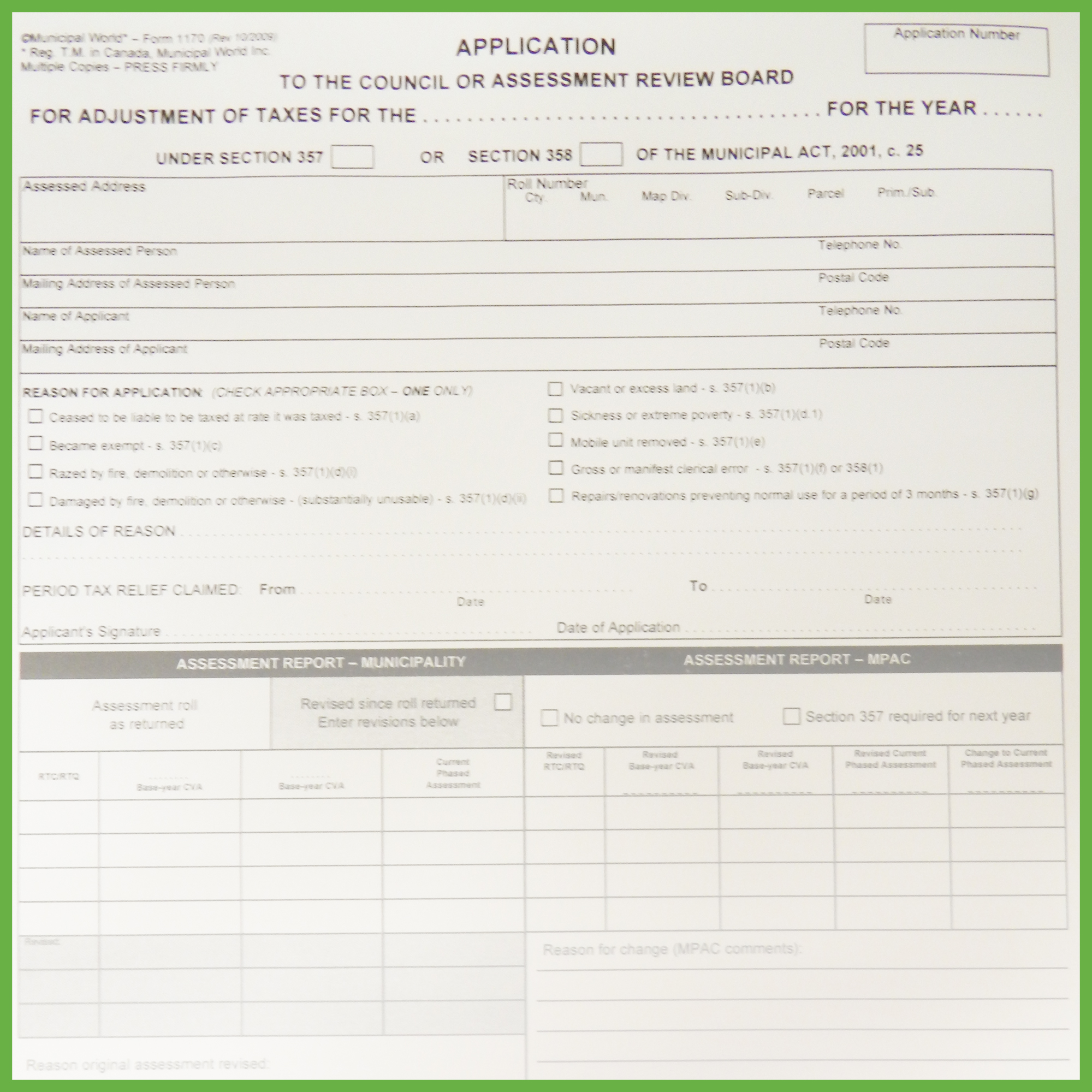 Item 1170 - Application to council or Assessment Review Court ...
