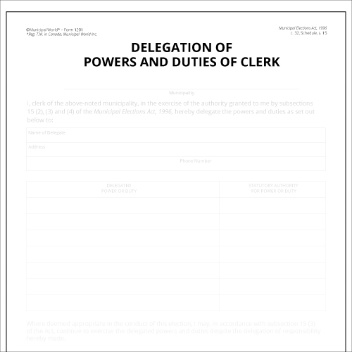 Item 1201 - Delegation of powers and duties of clerk