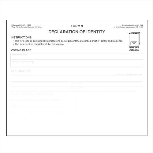 Item 1202 - Declaration of Identity - Form 9