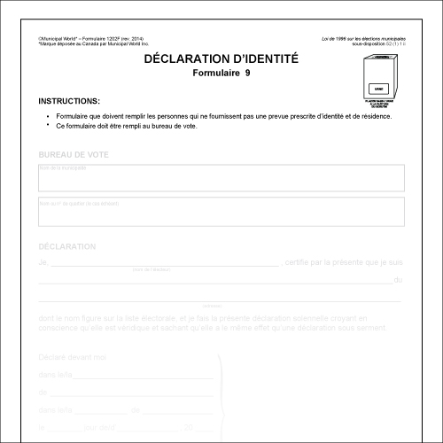 Item 1202F - Declaration d'identite - Formulaire 9