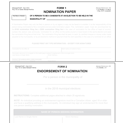 Item 1210/A - Nomination Forms - Prescribed Forms 1 & 2 Package (10pk)