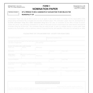 Item 1210/1B - Nomination paper - Form 1 (20pk)
