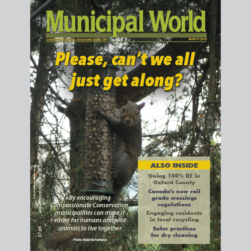 Municipal World Magazine's March 2016 issue cover featuring: Managing Wildlife Issues