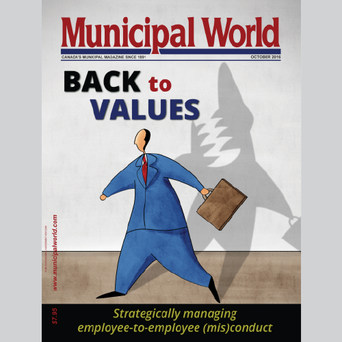 Municipal World Magazine's October 2016 issue cover featuring: Back to Values