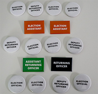 Election Team Badge Pack including Election Official, Deputy Returning Officer, Election Assistant, Returning Officer, Assistant Returning Officer Badges