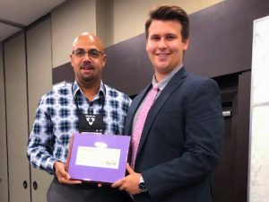 OMAA President Michael Duben presented the organization’s 2019 bursary to Matthew Kelly during the fall workshop.